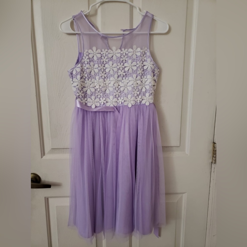 Kids large purple dress with white flowers